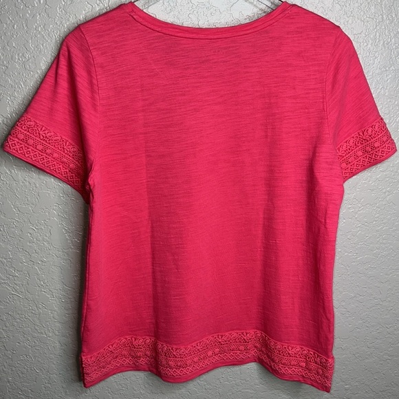 Talbots Pink Embroidered Sleeve Cotton Top - Picture 5 of 5